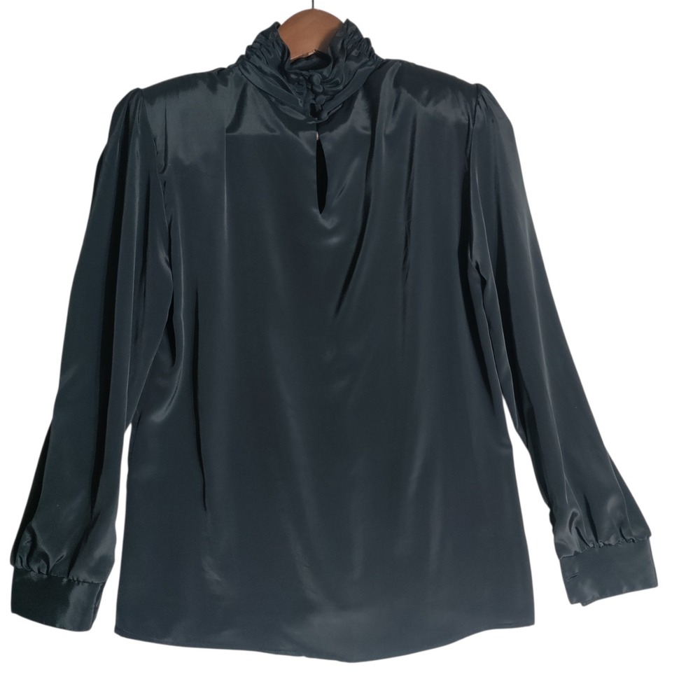 Vintage Willow Ridge Black High Neck Victorian Goth‎ Long Sleeve Blouse Sz 6